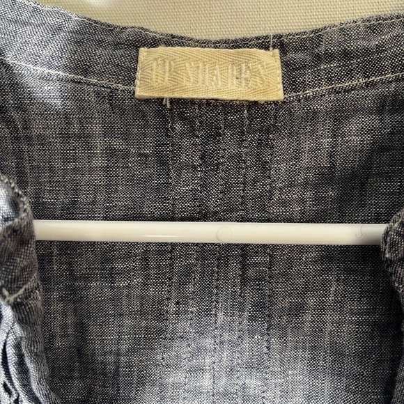 CP Shades Chambray Linen Tunic in Blue/Grey Size S - Picture 4 of 5